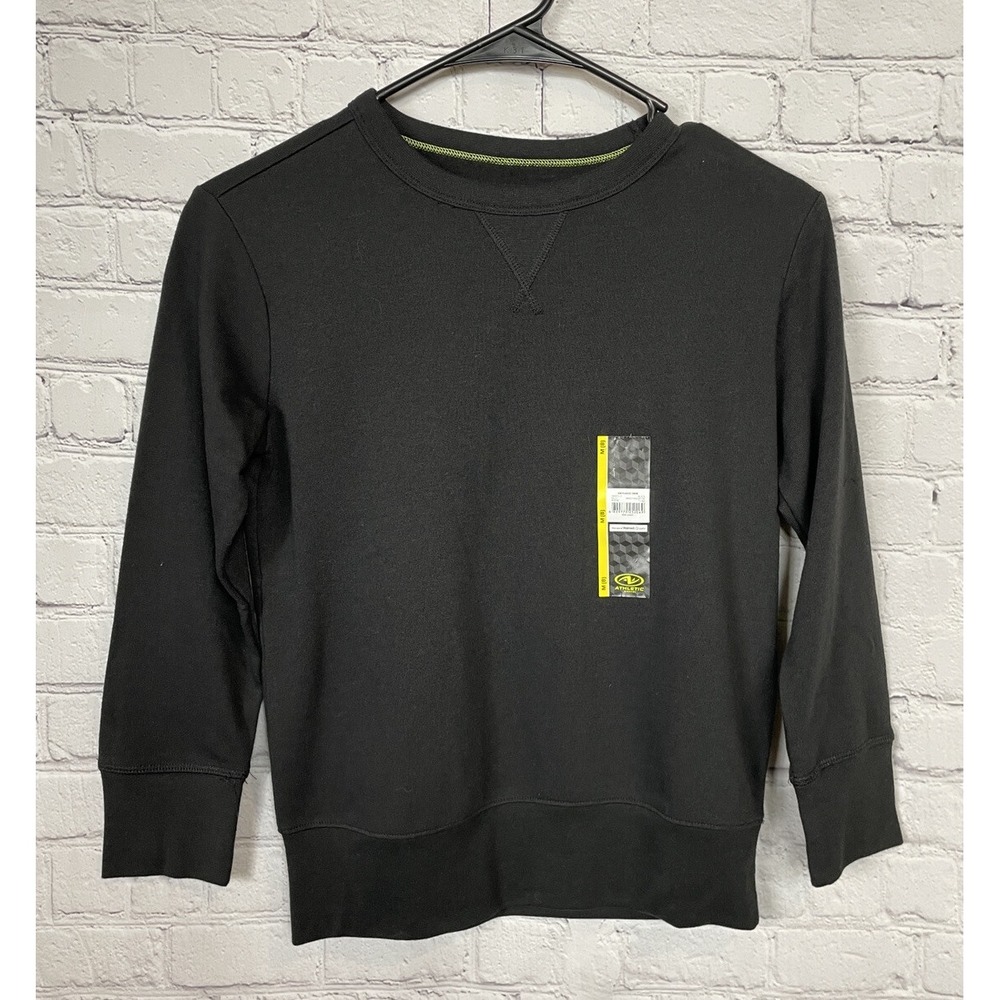 Athletic Works Boys‎ black Fleece Lined Crewneck Sweatshirt Sz M, NWT